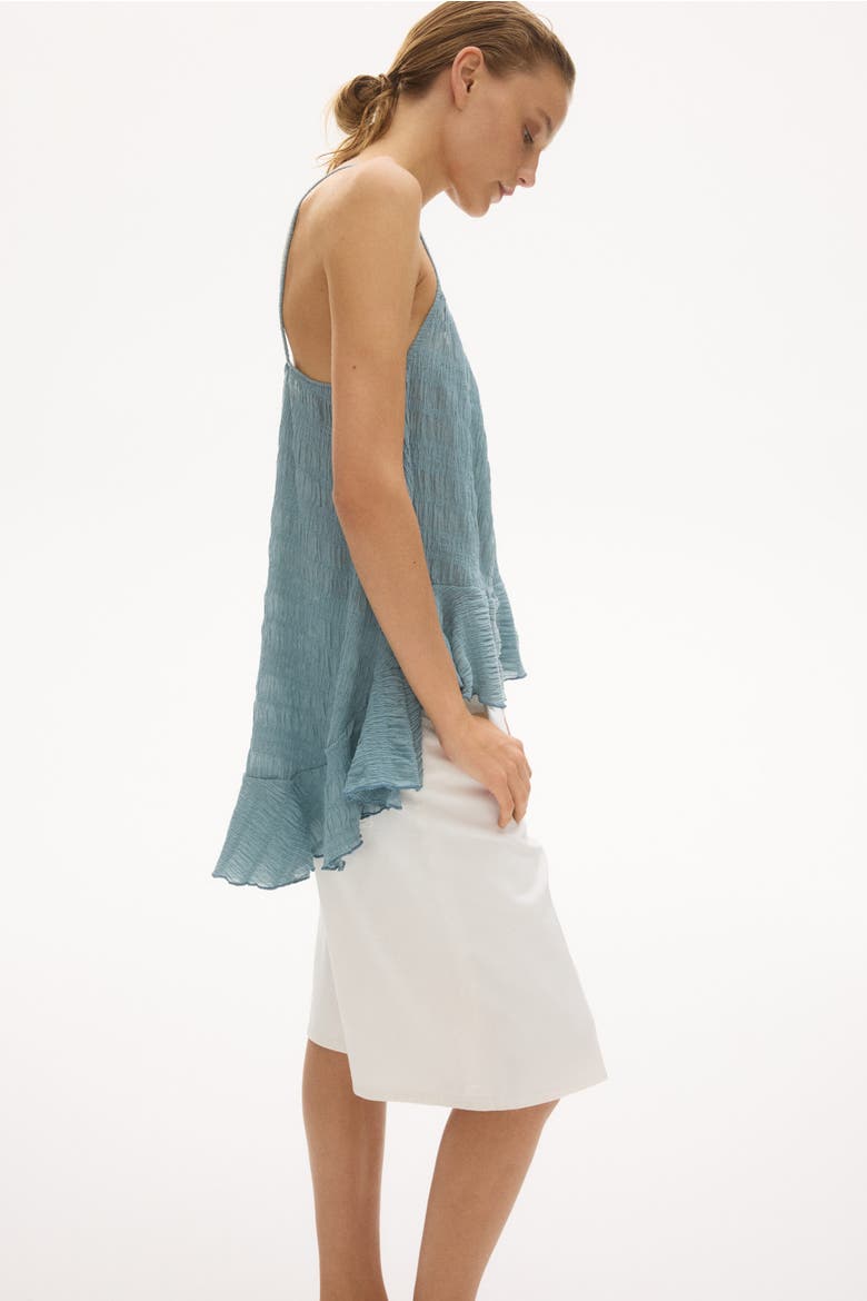 Flounced Smocked Top, Alternate, color, Dusty turquoise