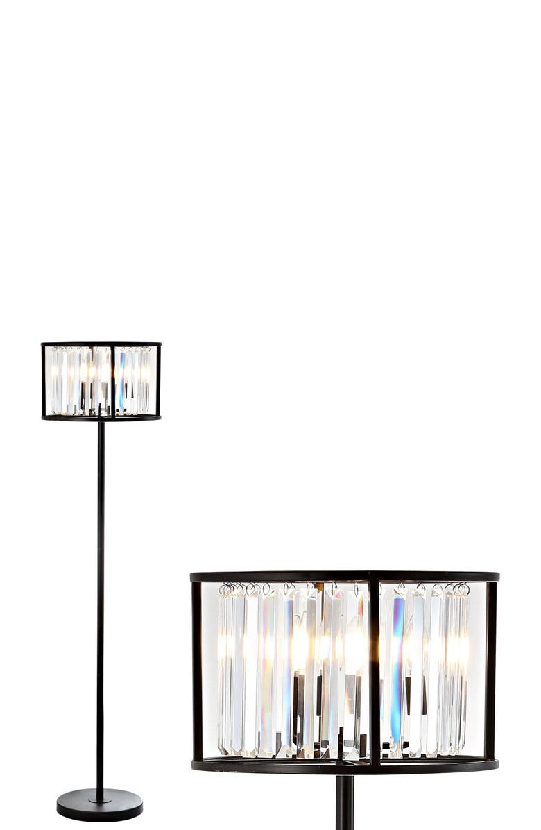 JONATHAN Y Bevin 63" Metal/Crystal LED Floor Lamp, Oil Rubbed Bronze/Crystal, Main, color, 