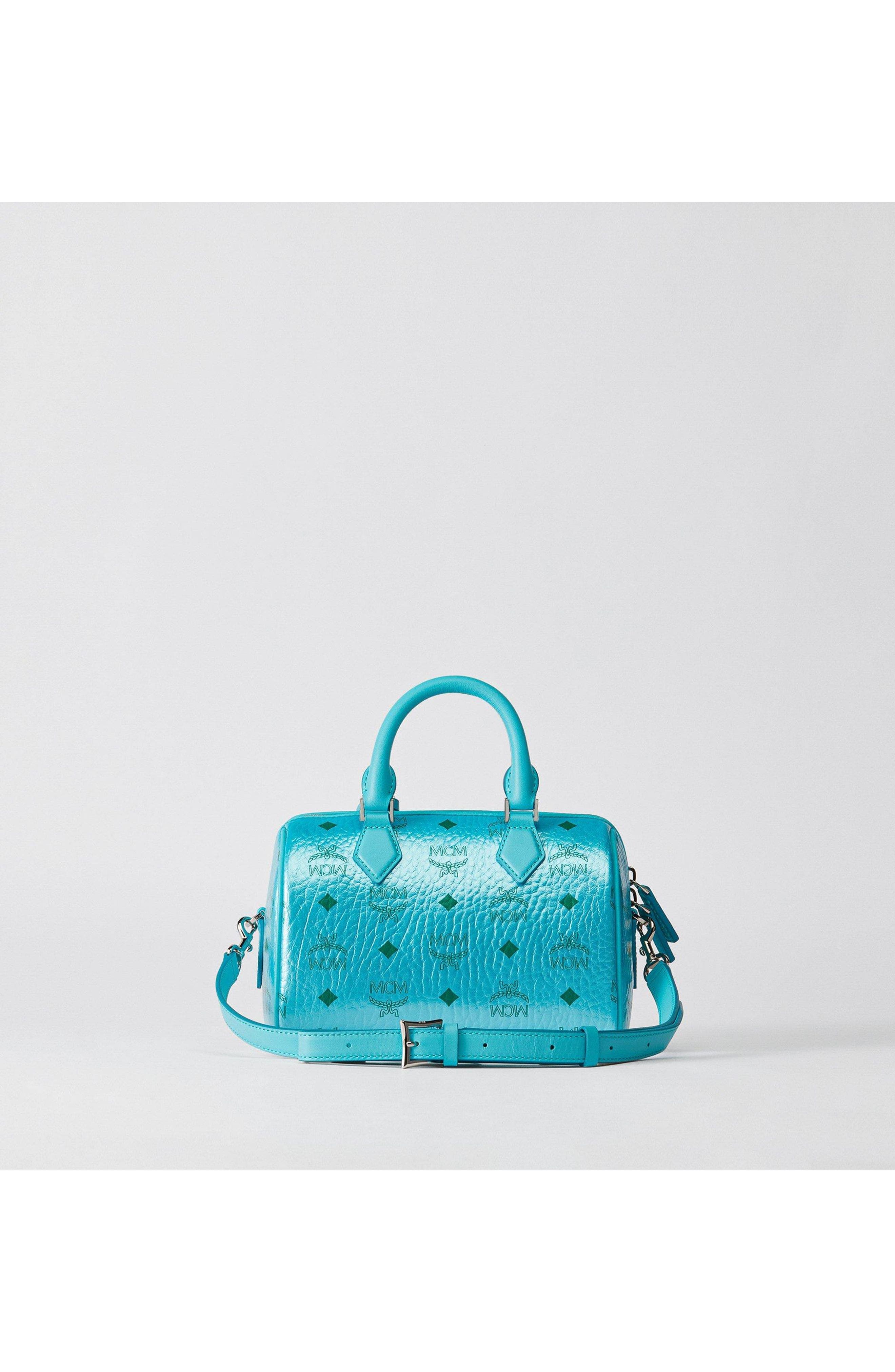 Ella Boston Bag in Visetos, Alternate, color, Blue Ceramic