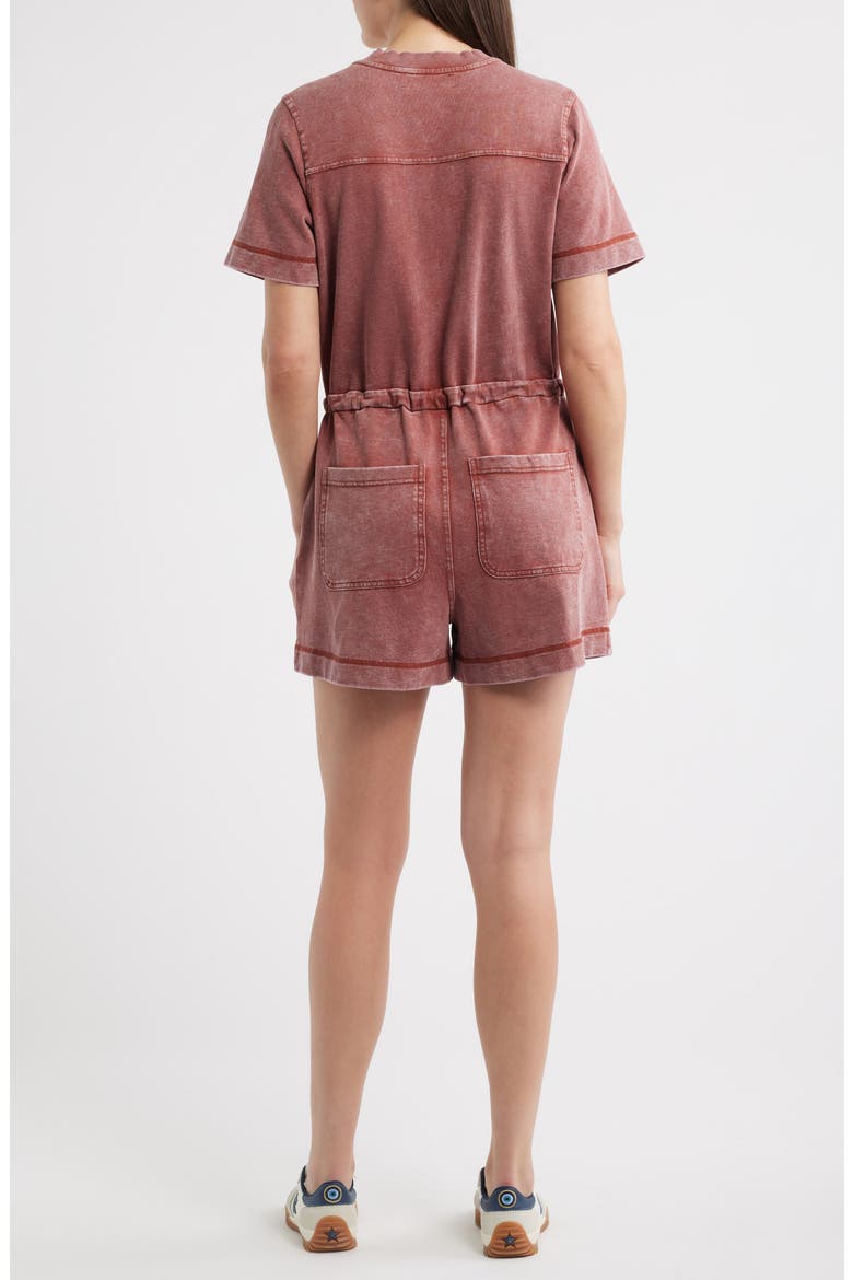 Short Sleeve Drawstring Romper, Alternate, color, PAPRIKA