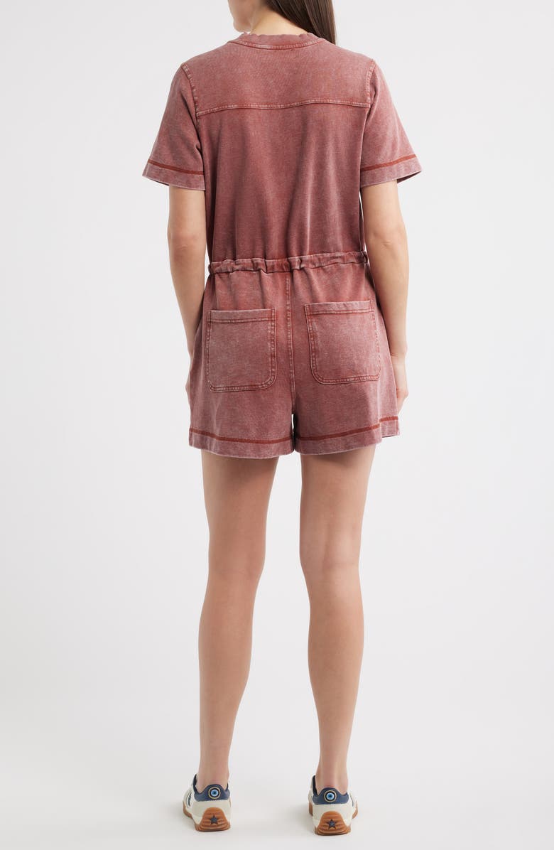 CITY BLUES Short Sleeve Drawstring Romper, Alternate, color, Paprika
