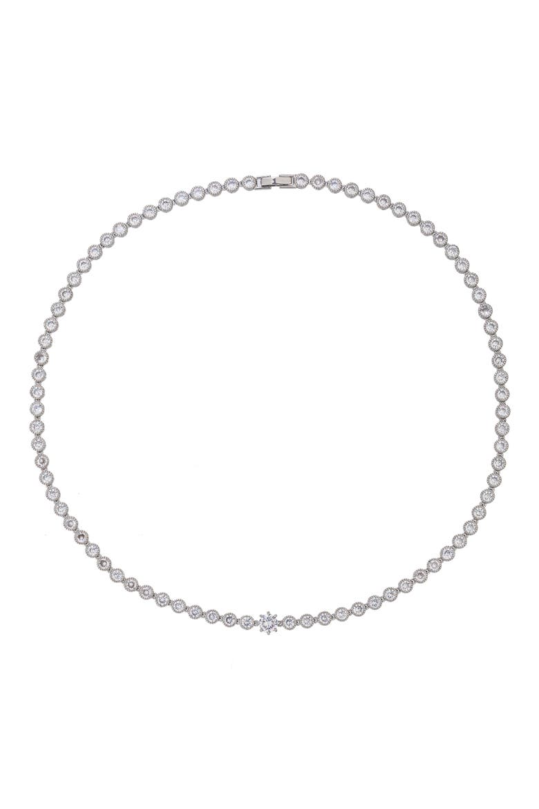 Nova Cubic Zirconia Collar Necklace, Main, color, SILVER