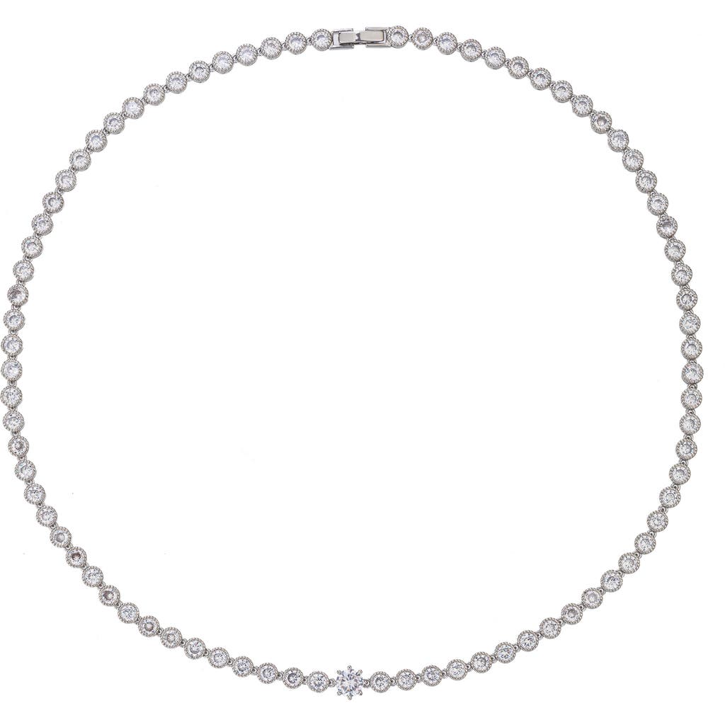 Eye Candy Los Angeles Nova Cubic Zirconia Collar Necklace In Silver