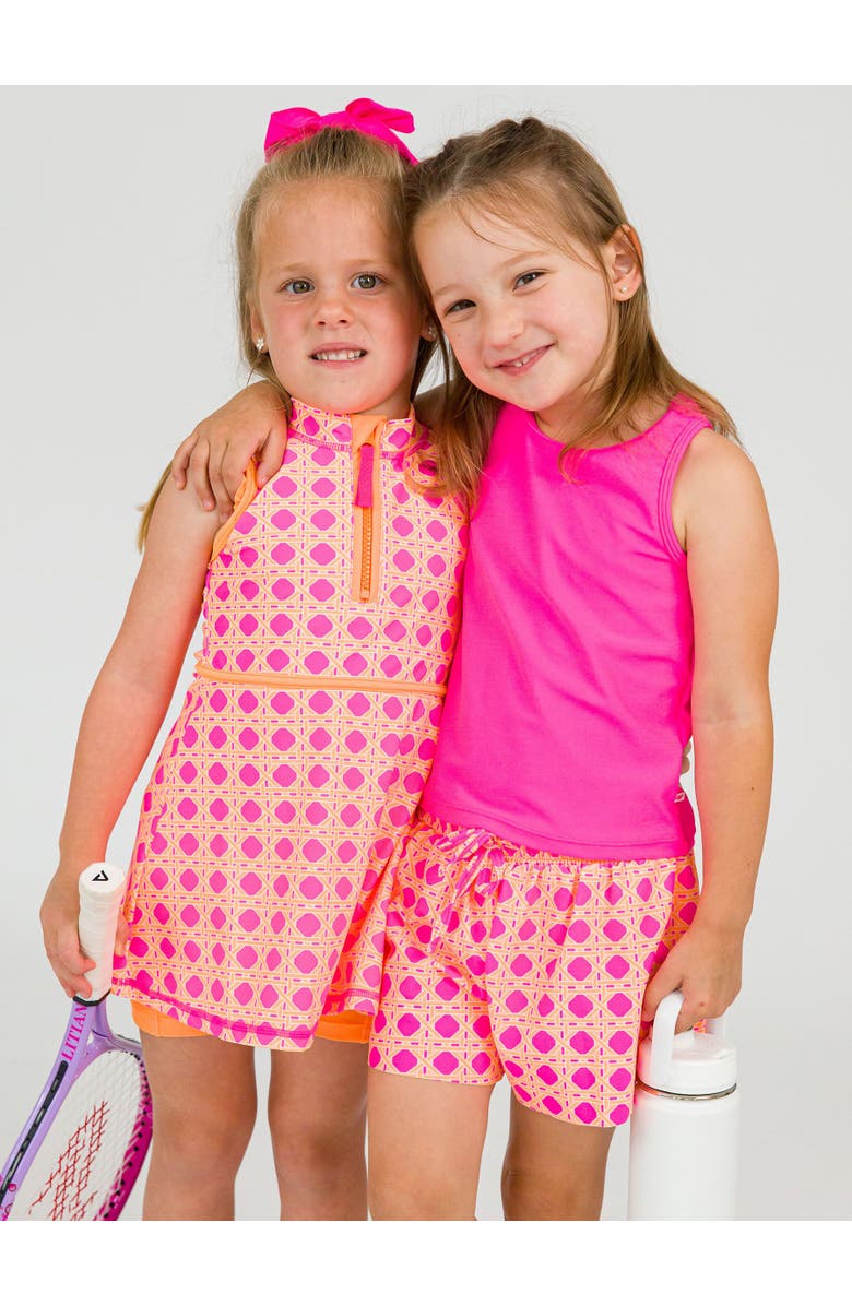 RuffleButts Girls UPF50+ Active Butterfly Shorts, Alternate, color, Neon Sherbet Cane