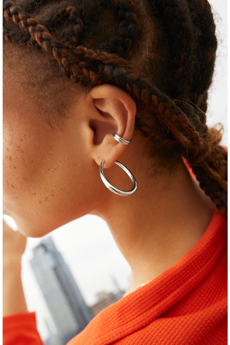 Hoop Earrings - Cuidado, Alternate, color, Silver