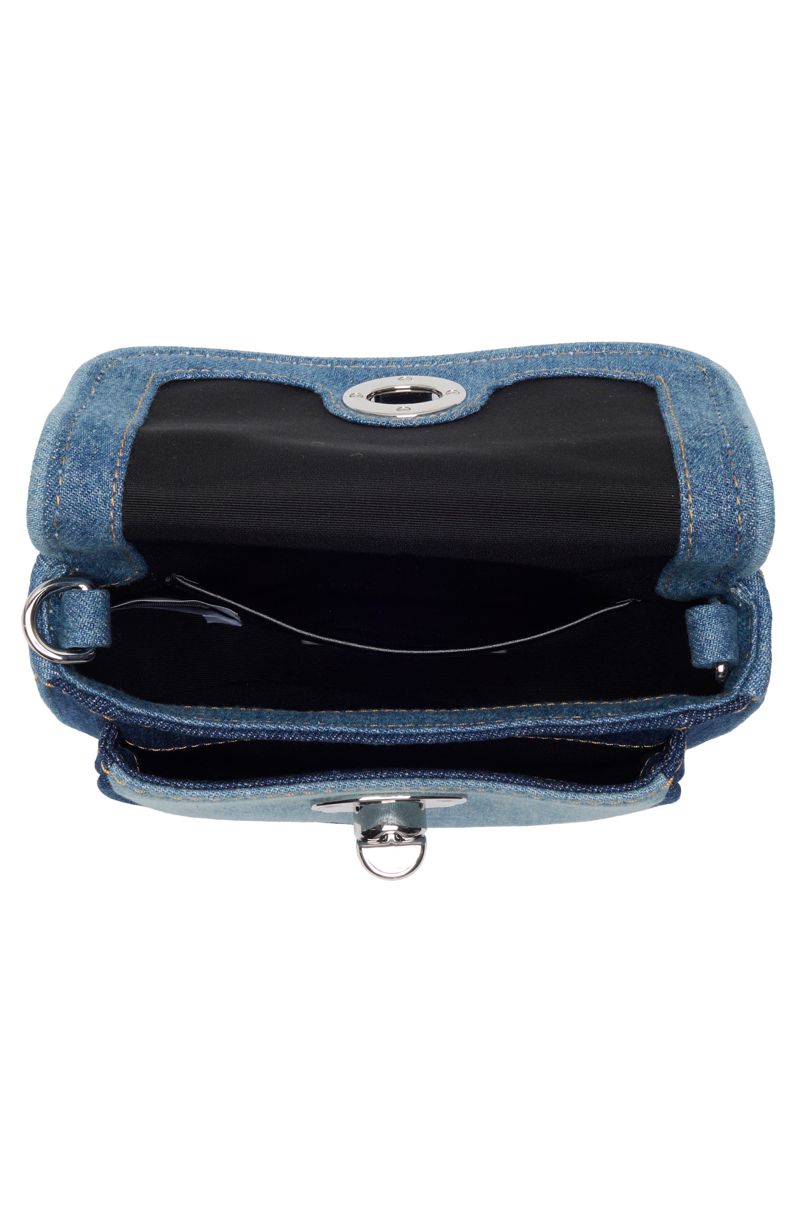 Marc Jacobs Small Colorblock Denim Signet Turnlock Saddle Bag, Alternate, color, Denim