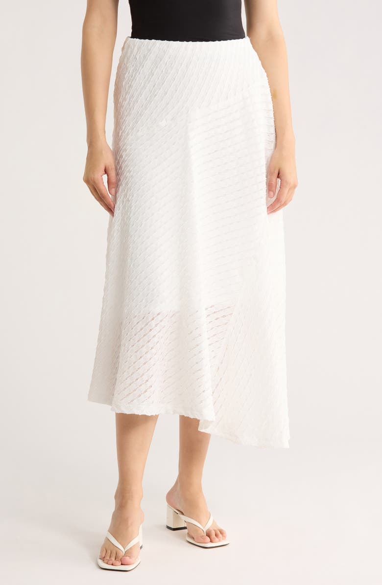 DKNY Open Texture Asymmetric Hem Knit Skirt, Main, color, Ivory