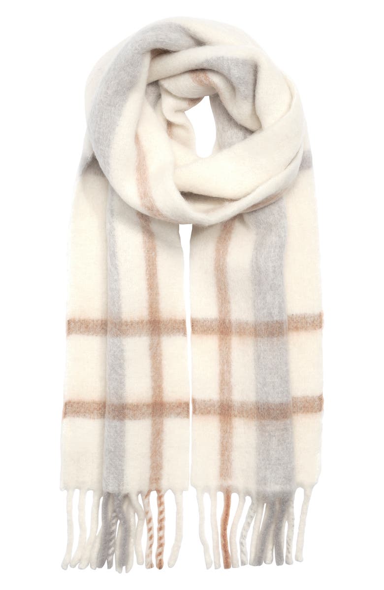 Faherty Plaid Alpaca Blend Reversible Fringe Scarf, Main, color,