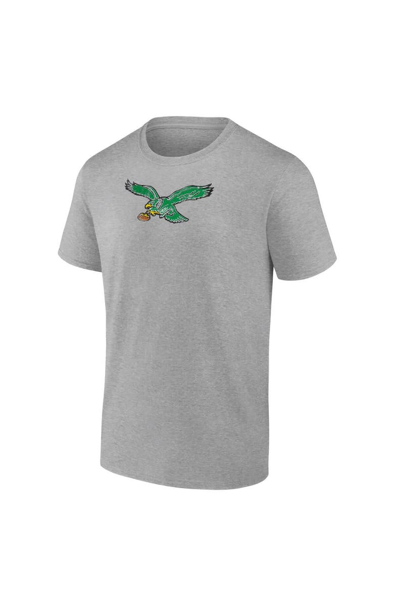 FANATICS Men's Fanatics  Heather Gray Philadelphia Eagles Distressed Throwback Logo T-Shirt, Alternate, color, 