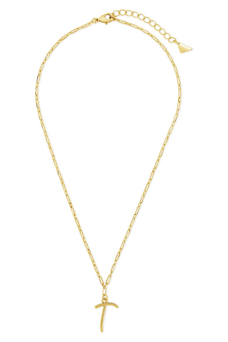 Textured Initial Pendant Necklace, Main, color, GOLD-T