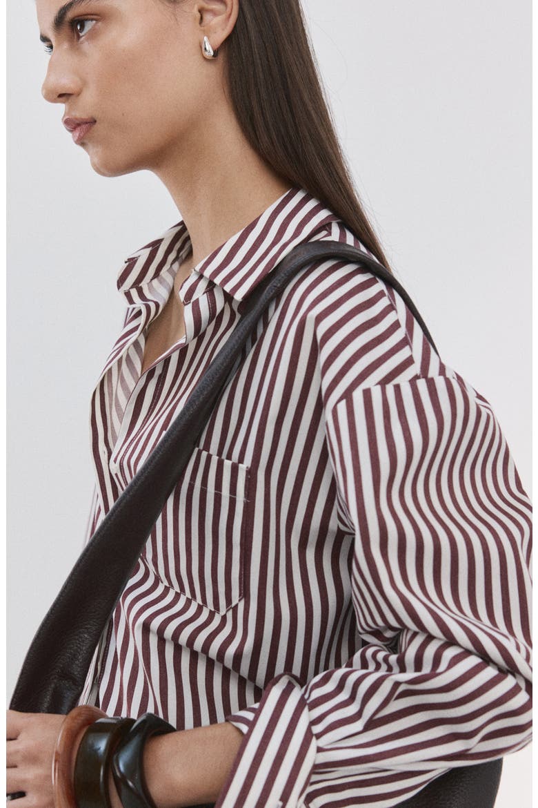 Stripe Cotton Blend Button-Up Shirt, Alternate, color, ECRU