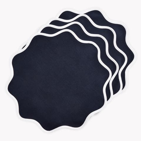Linen Round Placemats - Giselle Scallop Edge, 16 Inch Round