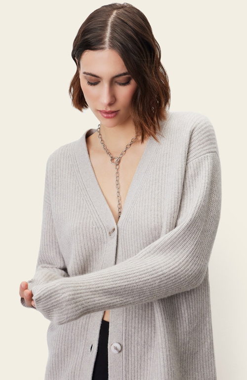 Italic Billie Chunky Cashmere Cardigan In Pebble Grey
