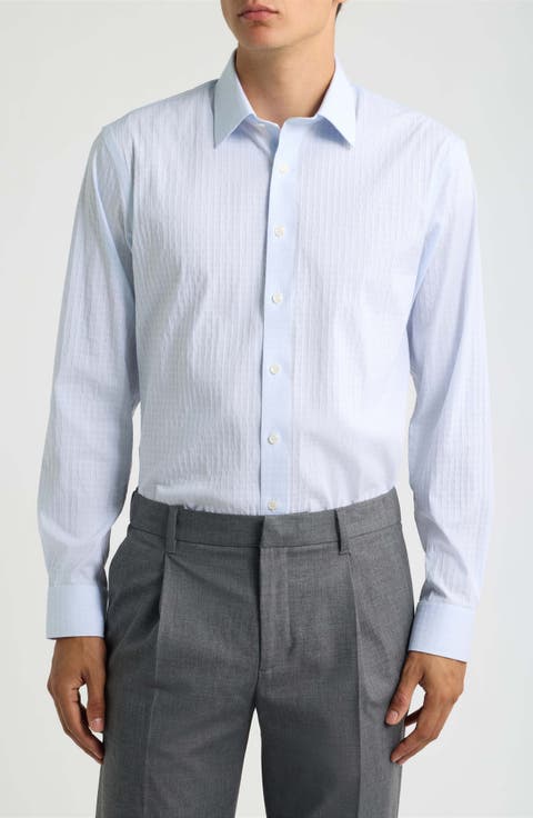 Trim Fit Premium Performance Microcheck Dress Shirt