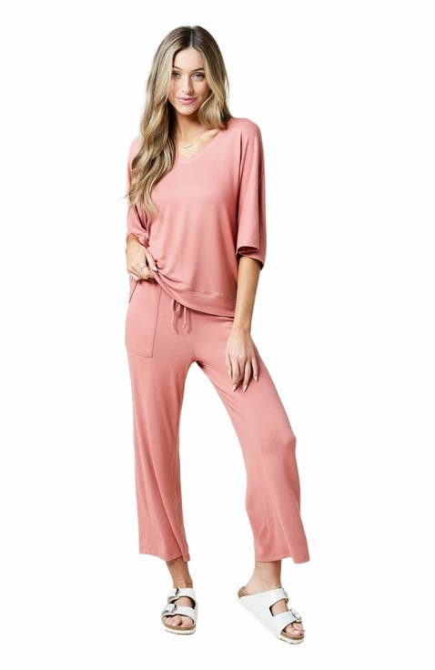 Dream Jersey Relaxed V-Neck with Capri Lounge Set