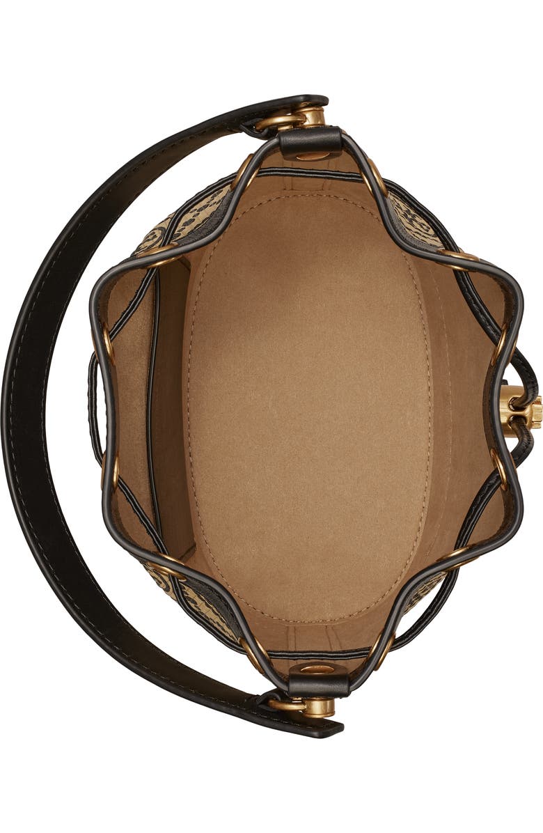 Tory Burch T Monogram Raffia Bucket Bag, Alternate, color,