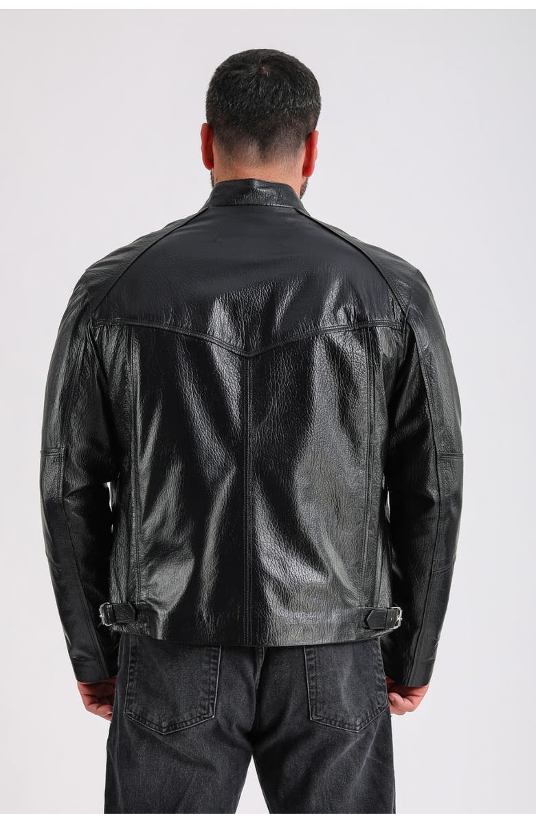 Furniq UK Eustace Leather Jacket, Alternate, color, Black