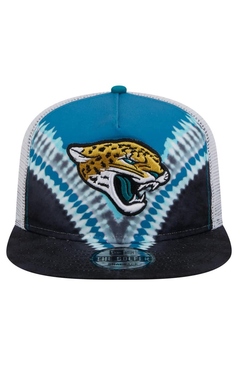 New Era Men's New Era Teal/Black Jacksonville Jaguars Throwback Dye Golfer Snapback Hat, Alternate, color, Teal
