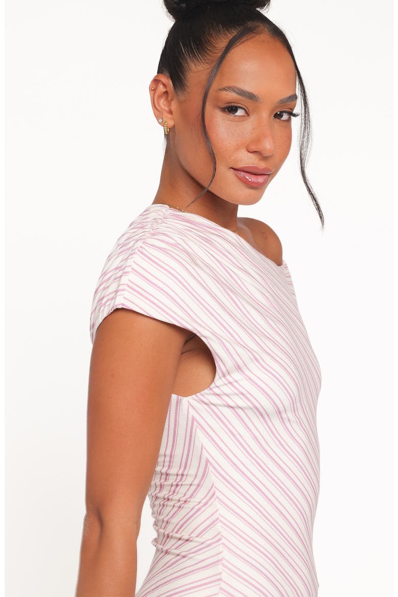Rois Stripe Asymmetric Minidress, Alternate, color, PINK STRIPE
