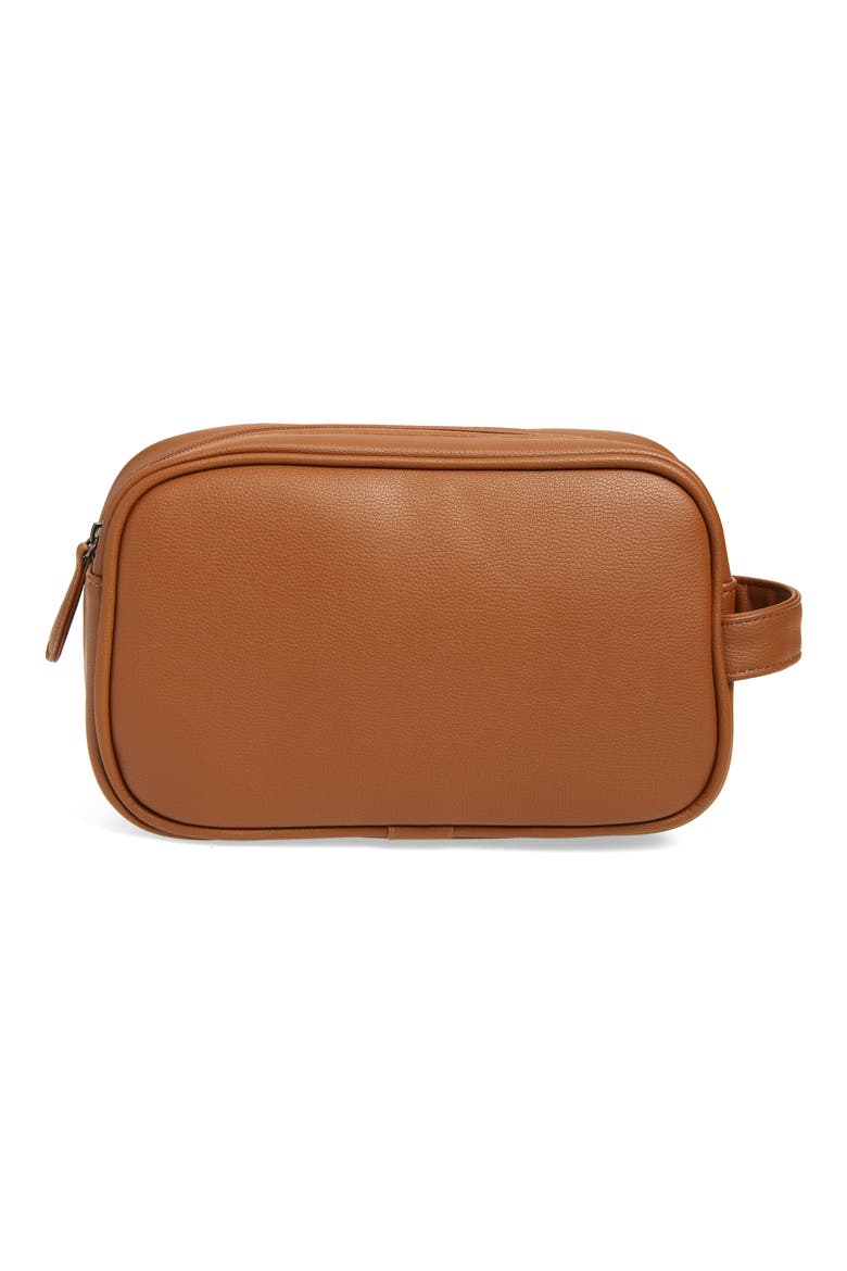 Vanes Faux Leather Dopp Kit, Alternate, color, TAN