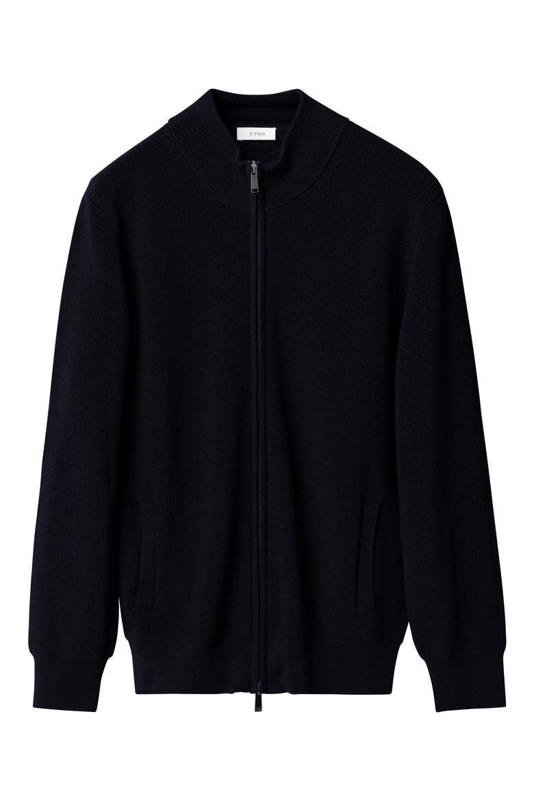 Merino Wool Full Zip Cardigan, Alternate, color, NAVY
