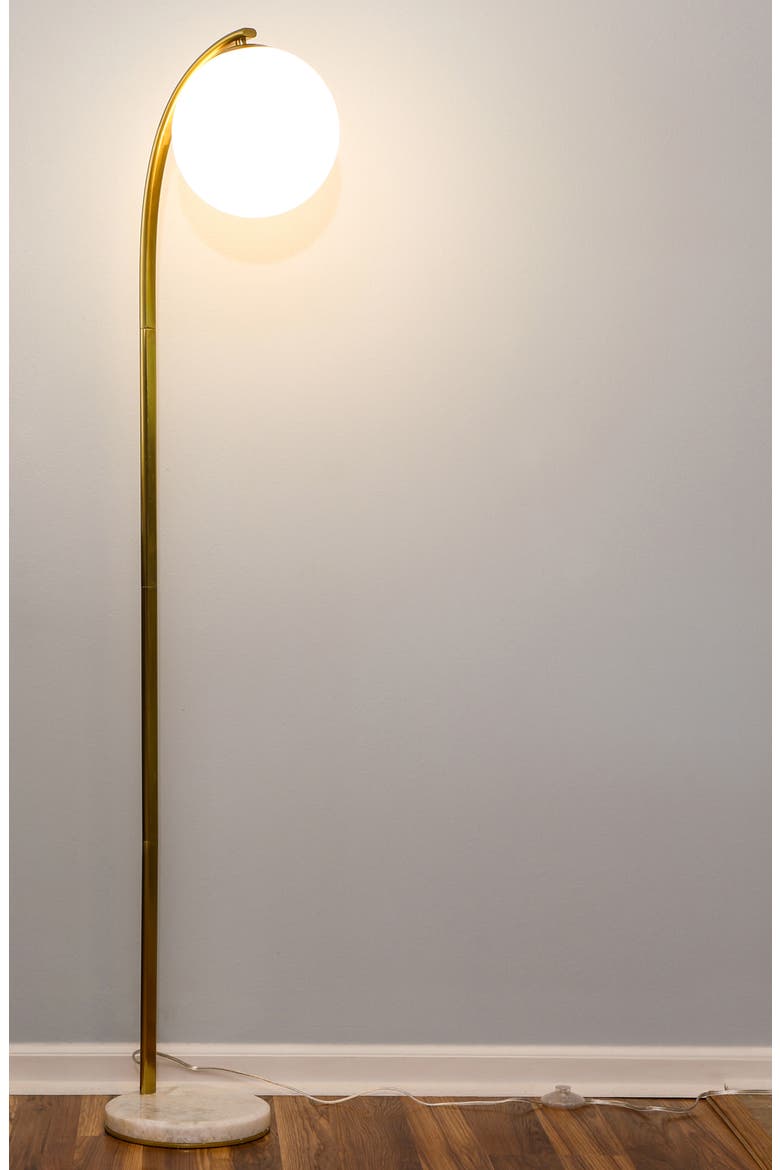Luna Drop 75" Modern LED Floor Lamp with Frosted Glass Globe Shade, Alternate, color, BRASS