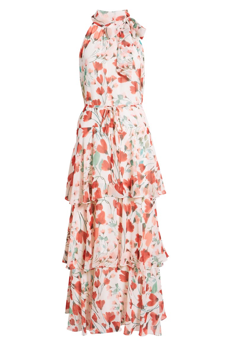 Floral Sleeveless Tiered Maxi Dress, Alternate, color, IVORY MULTI
