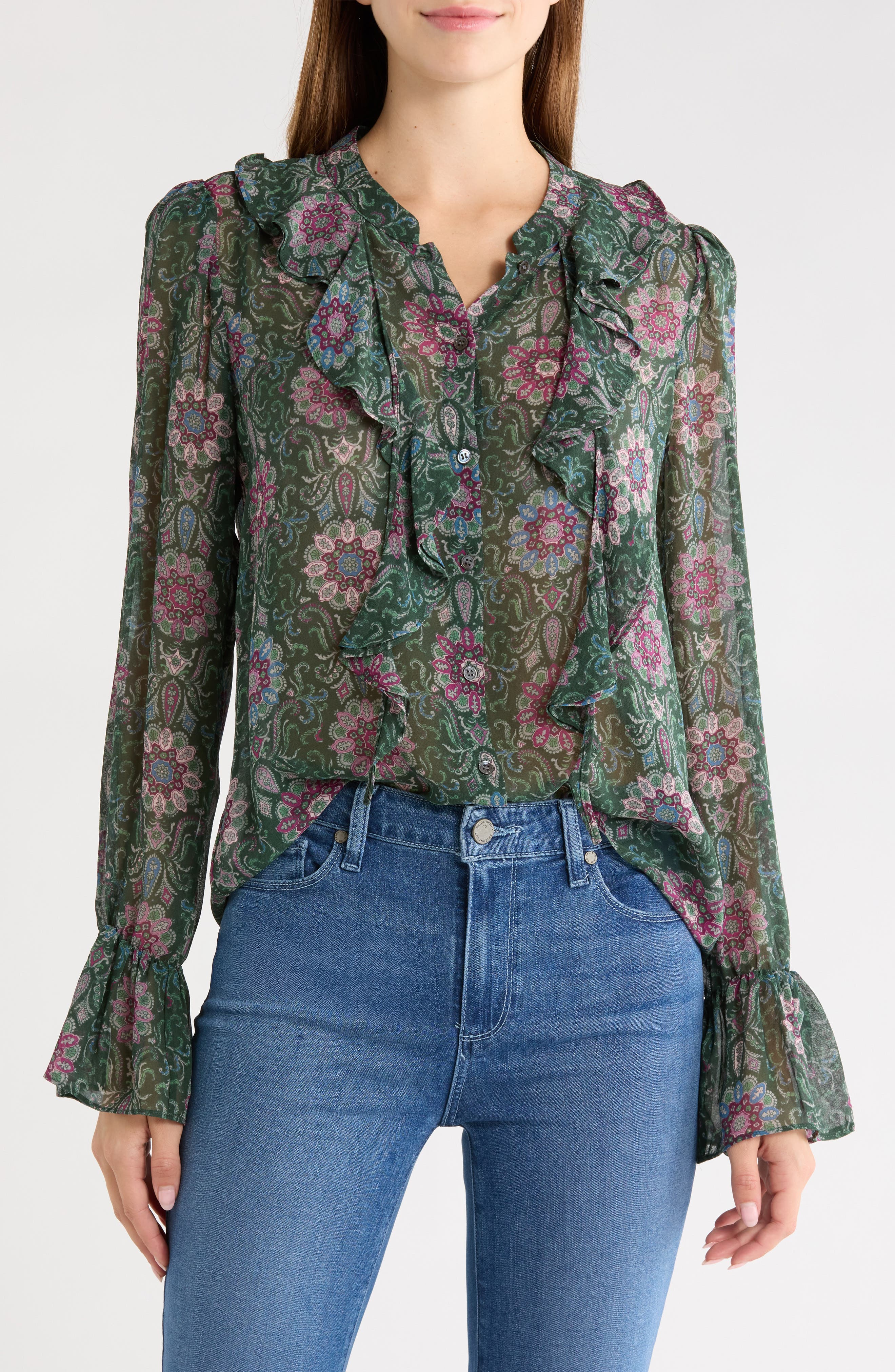 Claude Ruffle Silk Top