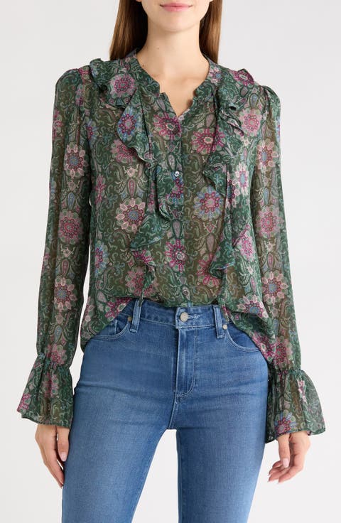 Claude Ruffle Silk Top