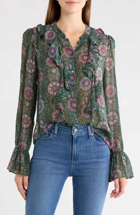 Claude Ruffle Silk Top