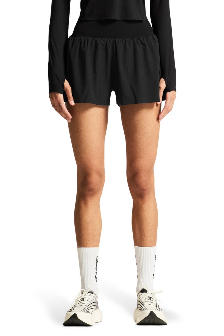 Hypervent Pleated Wide Shorts, Main, color, BLACK