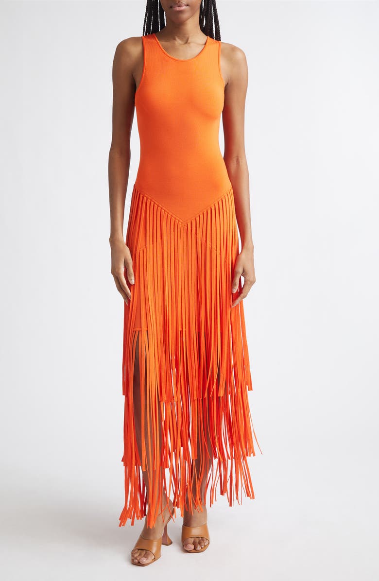 Toccin Jora Drop Waist Fringe Hem Maxi Dress, Main, color,