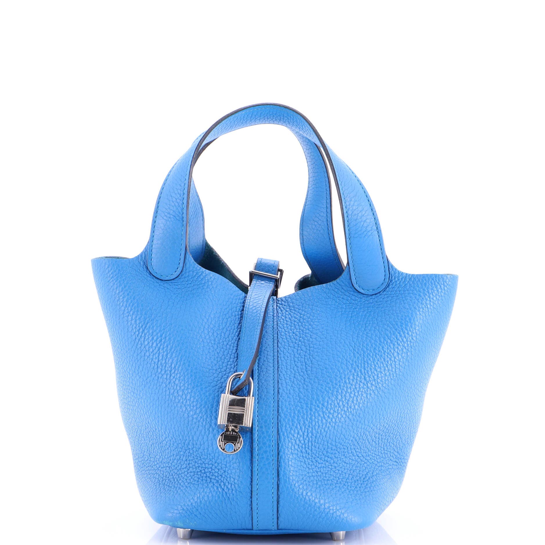 Pre-Owned Hermes Picotin Lock Bag Clemence PM, Main, color, Bleu Zanzibar