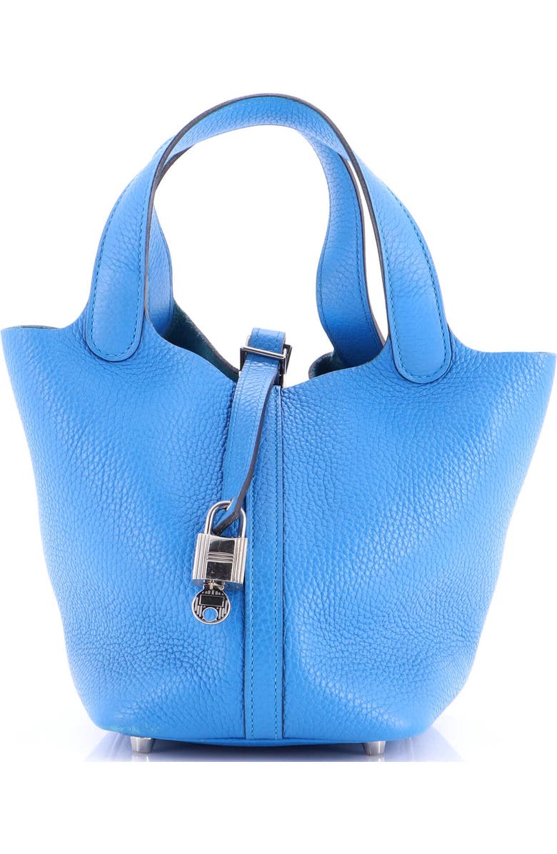 Pre-Owned Hermes Picotin Lock Bag Clemence PM, Main, color, Bleu Zanzibar