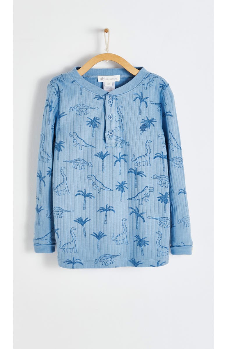 Babycottons Premium Cotton Roar Snug Fit Long Pajama Set for Toddler, Main, color, Blue