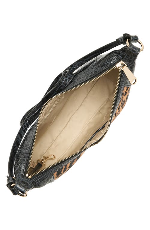 Brahmin Corinne Croc Embossed Leather Crossbody In Black