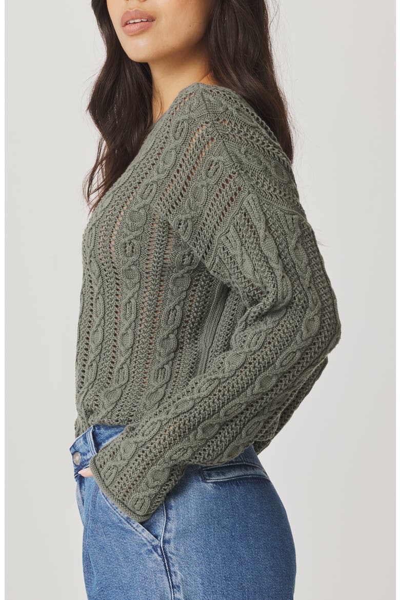 Brennan Cable Knit Cotton Sweater, Alternate, color, SOFT GREEN