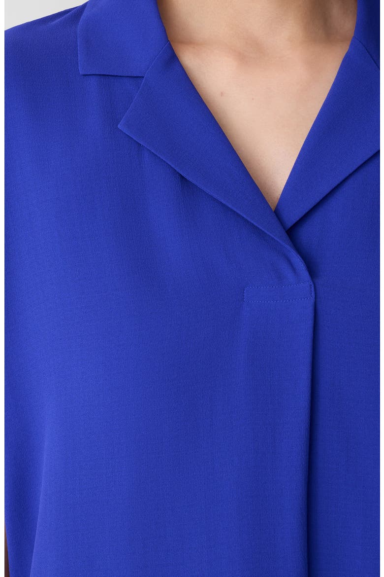 Notched Collar Silk Top, Alternate, color, ROYAL