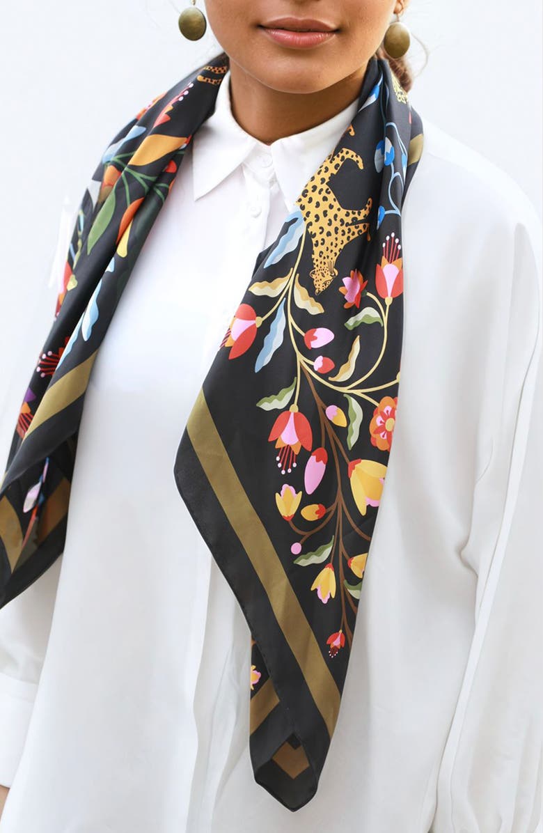 Jessie Zhao New York Double Sided Silk Scarf of Night Imagination, Alternate, color, 