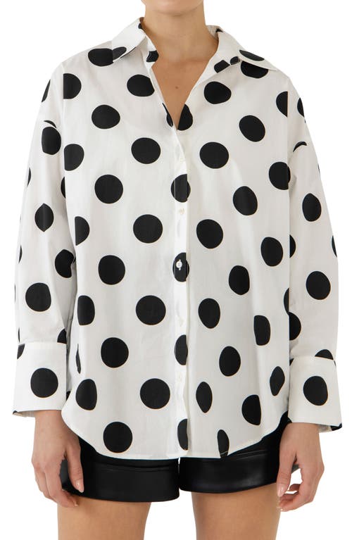 Grey Lab Oversize Polka Dot Cotton Shirt In White
