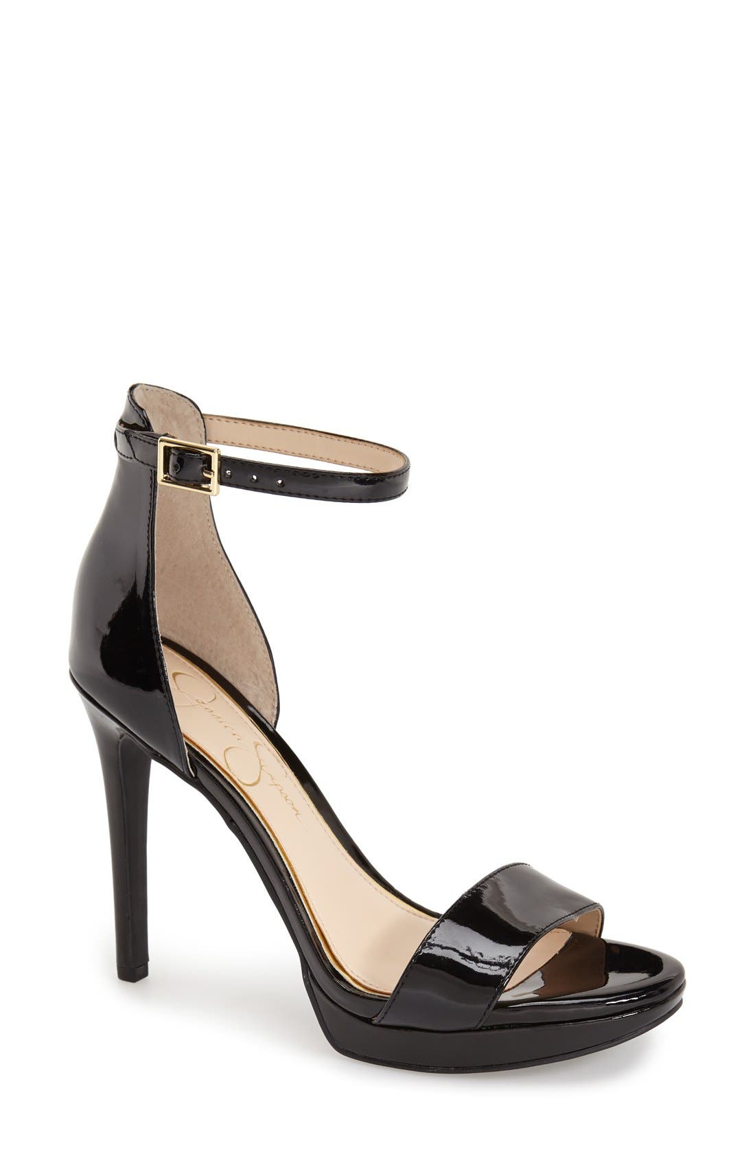 'Vaile' Sandal, Main, color, BLACK PATENT LEATHER