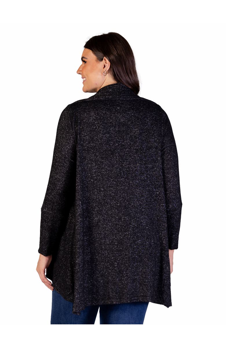 24seven Comfort Apparel Open Front Long Sleeve High Low Cozy Cardigan, Alternate, color, Black