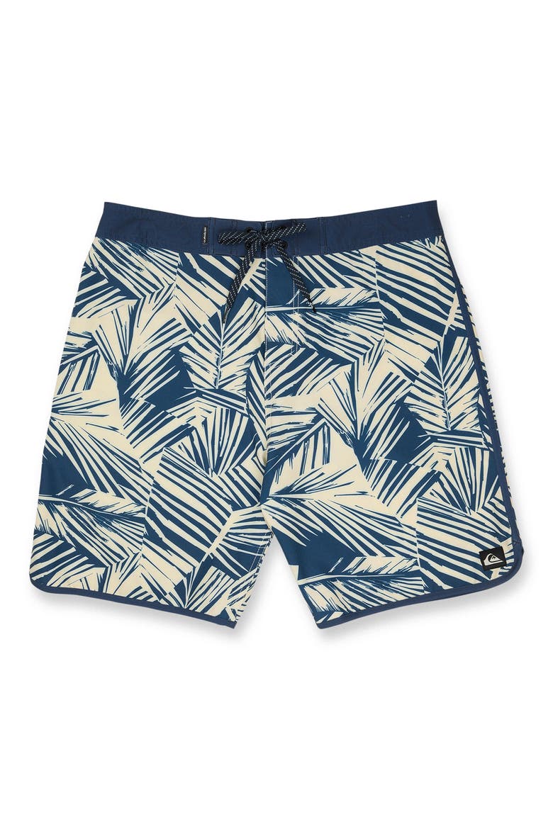Aruba Palm 19" Board Shorts, Alternate, color, DARK DENIM
