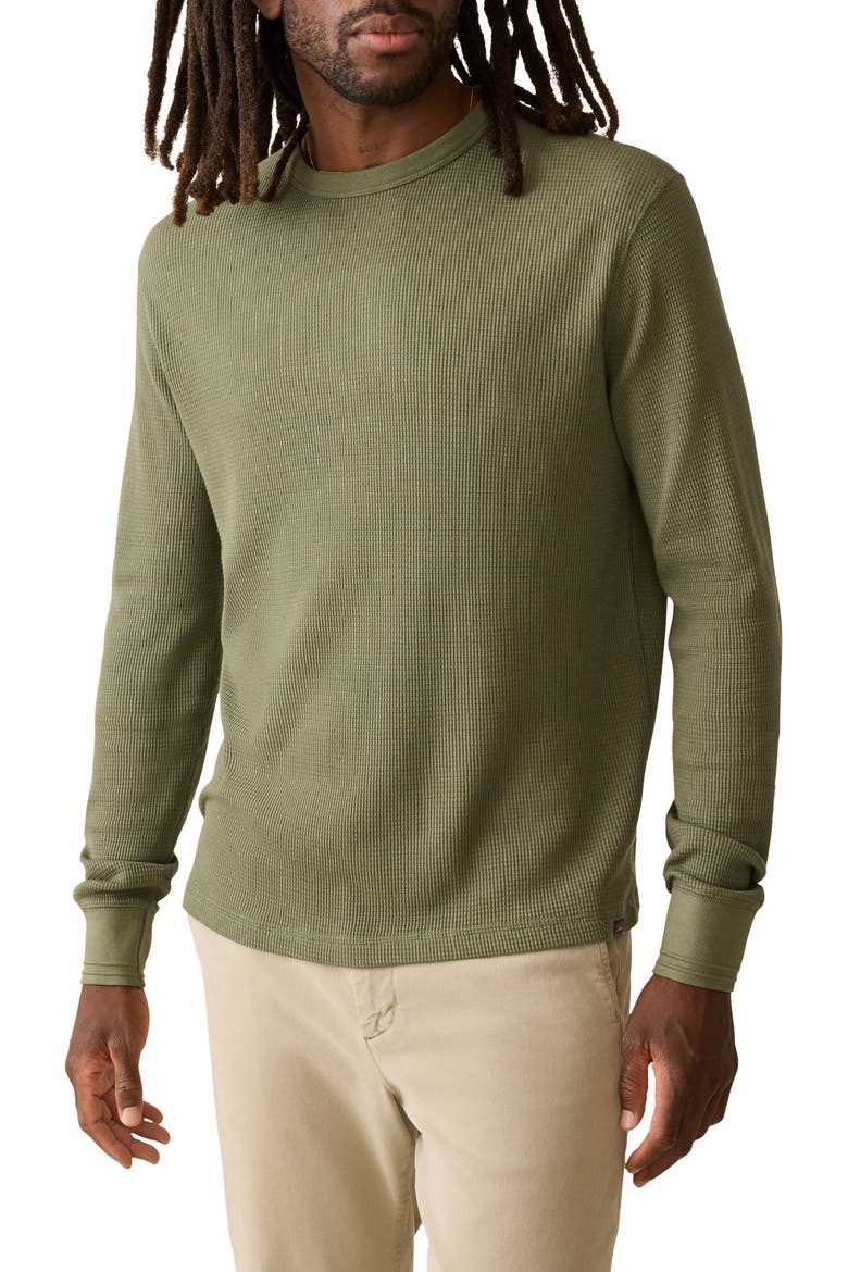 Cloud Long Sleeve Waffle Crew T-Shirt, Main, color, DEEP FERN HEATHER