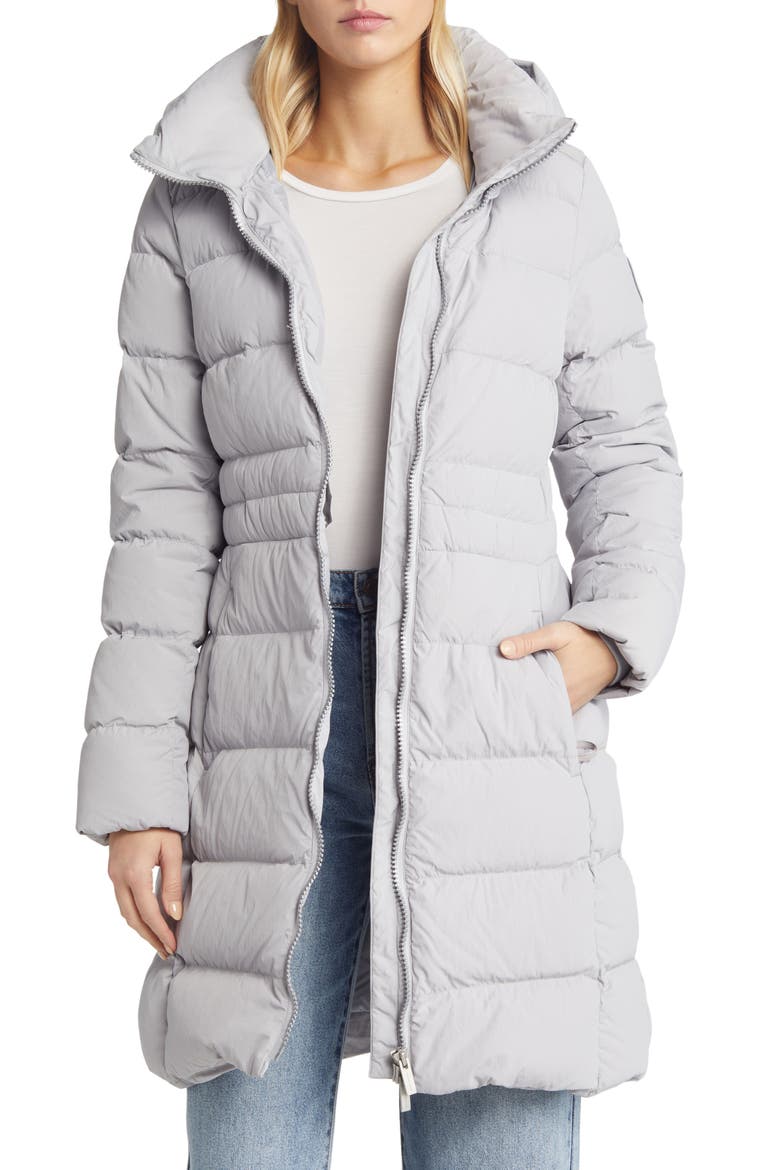 Aurora Water Repellent Hooded 750 Fill Power Down Parka, Main, color, MOONSTONE GREY-PDL GRIS