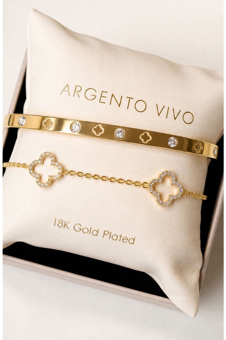 Set of 2 Clover Bracelets, Alternate, color, GOLD