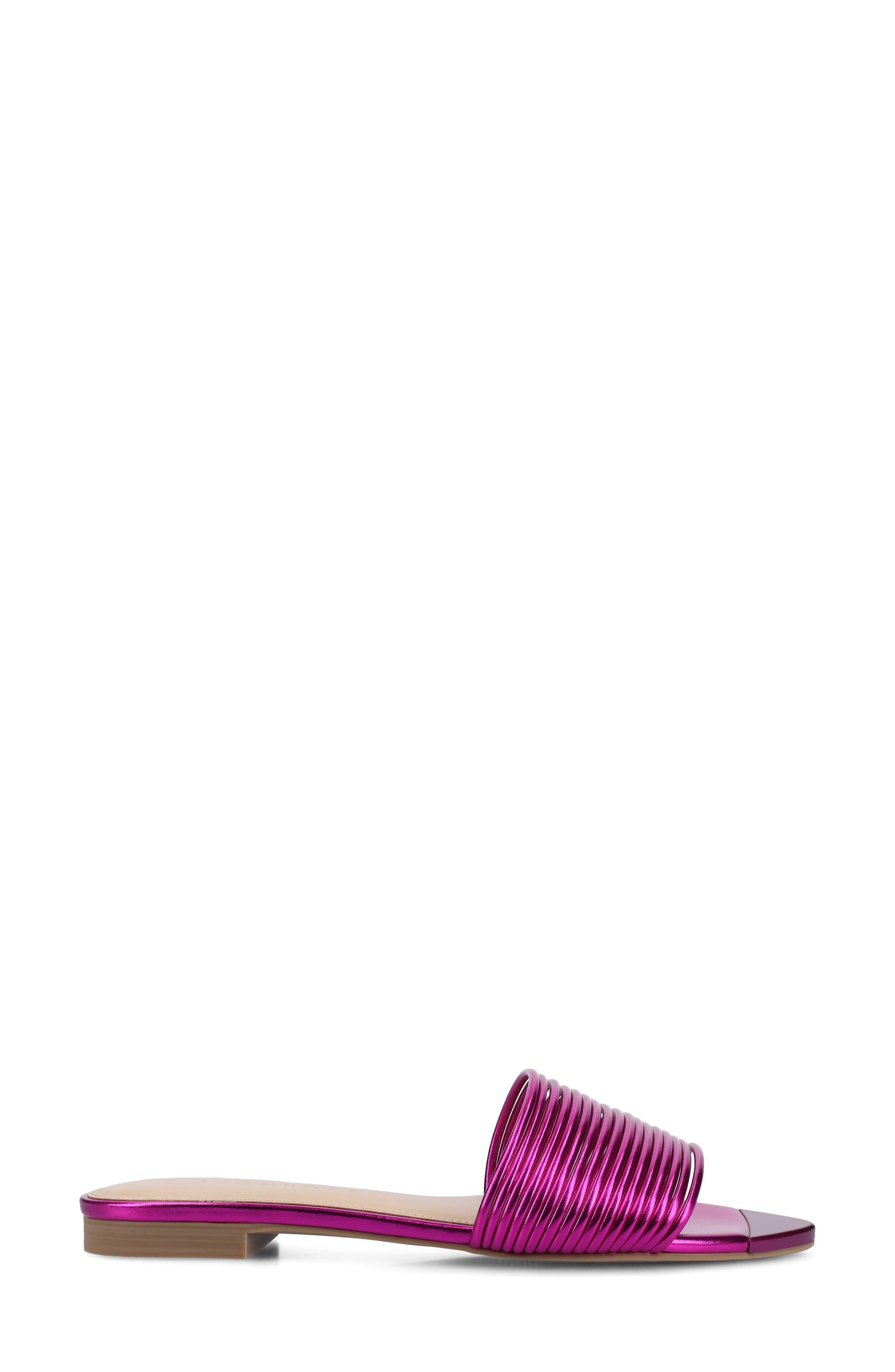Feather Faux Leather Slide Sandal, Alternate, color, PINK