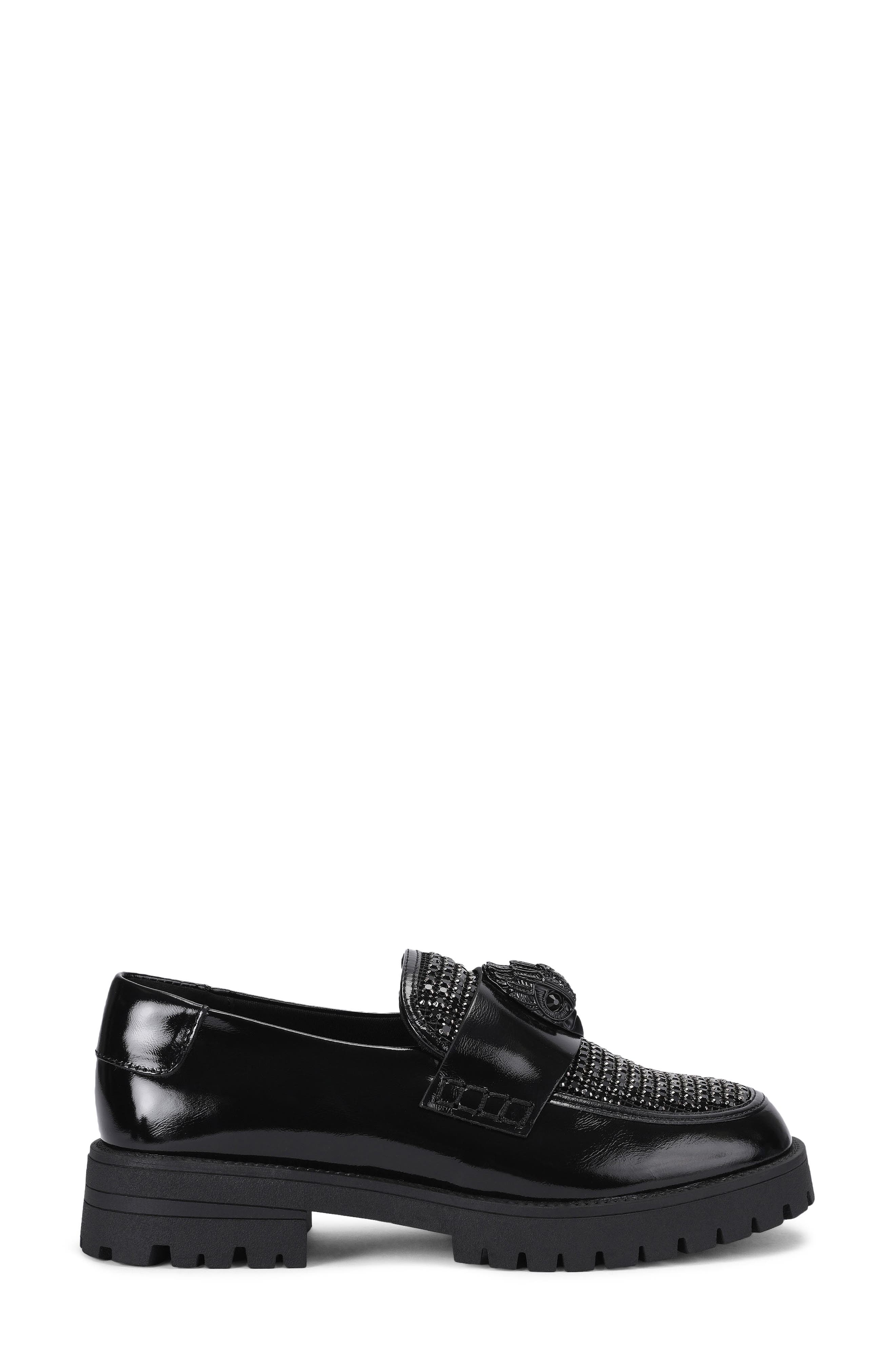 Eagle Crystal Loafer, Main, color, BLACK