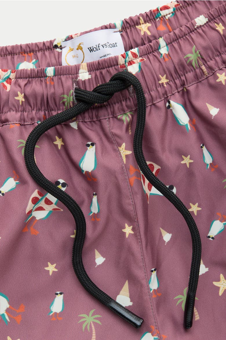 Swim Shorts, Alternate, color, Pizza Thief Burgundy