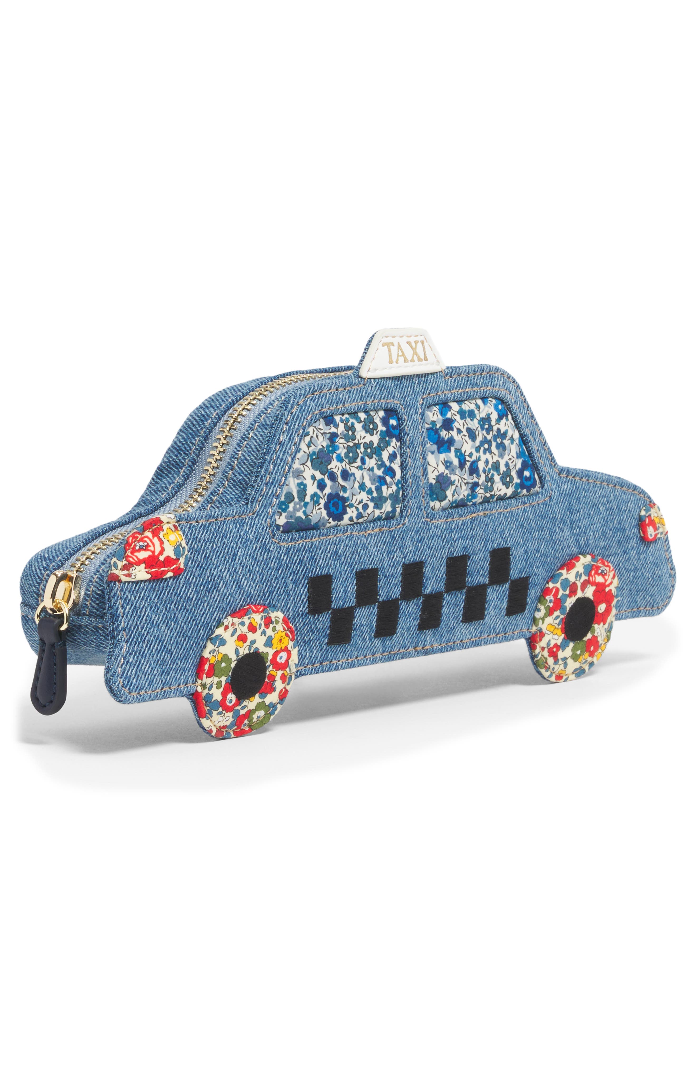 NYC Taxi Cab Pouch, Alternate, color, BLUE MULTI